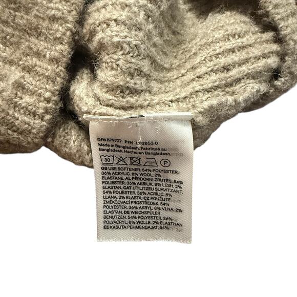 H&M Tan Wool Blend Crew Neck Ribbed Sweater XS - Picture 4 of 5